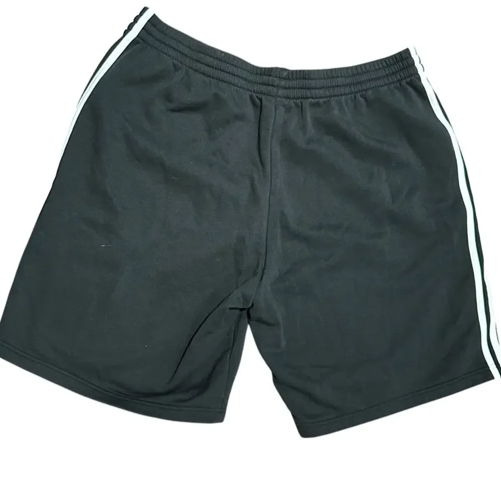 Adidas Mens Size 3XLT Black 3 Stripe Cotton Polyester Athletic Shorts